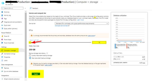 How to Resize the Azure SQL Database